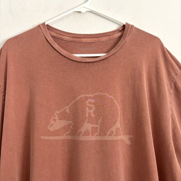 Outerknown Surf Ranch California Bear Short Sleeve T-Shirt Men's Size XXL Red - Picture 2 of 7